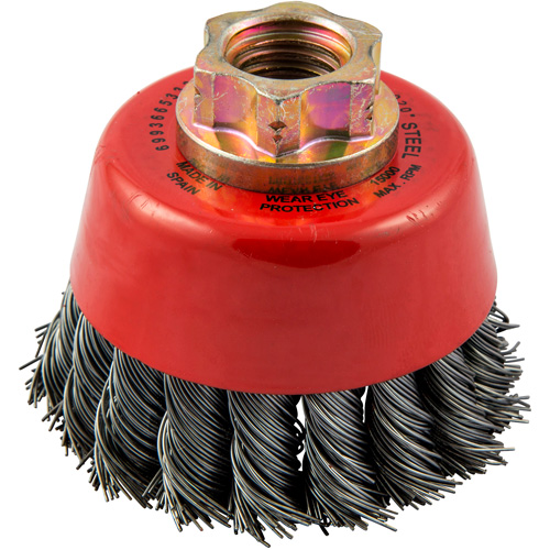 Knotted Wire Cup Brush, 2-3/4" Dia. x 5/8"-11 Arbor Superchem Industries