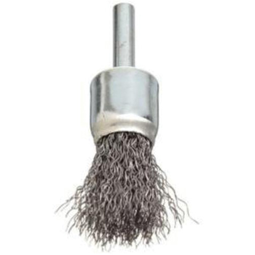 Brosse &agrave; fils cr&ecirc;p&eacute;s avec moyeu, 3/4", Fils 0,006", Tige 1/4" Superchem Industries