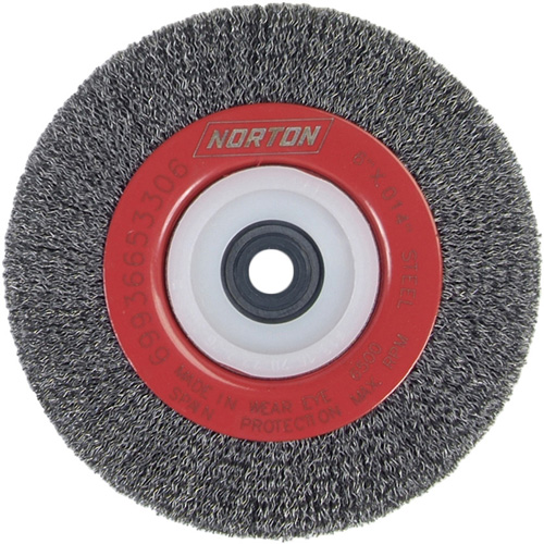 Crimped Bench Wheel, 6" Dia., 0.014" Fill, 1/2"-2 Arbor Superchem Industries
