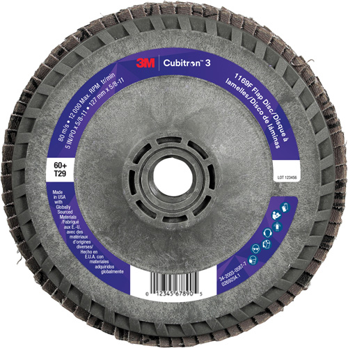 Cubitron 3 Flap Disc 1169F, 5" x 5/8"-11, Type T29, 60+ Grit, Ceramic Superchem Industries