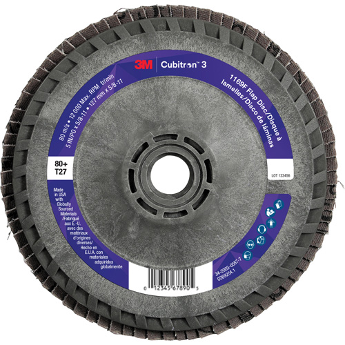 Cubitron 3 Flap Disc 1169F, 5" x 5/8"-11, Type T27, 80+ Grit, Ceramic Superchem Industries