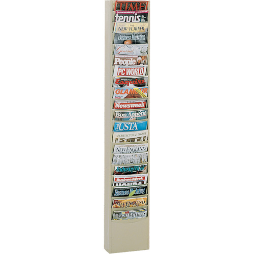Literature Rack, Wall Mount, 20 Slots, Steel, 9-3/4" W x 4-1/8" D x 58" H Superchem Industries