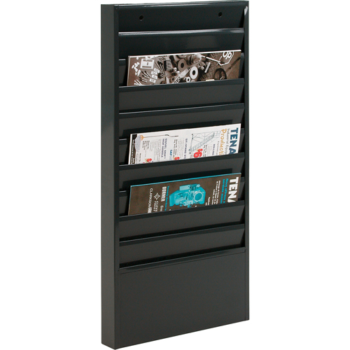 Literature Storage Racks, Stationary, 10 Slots, Steel, 13-1/8" W x 2" D x 26-1/4" H Superchem Industries
