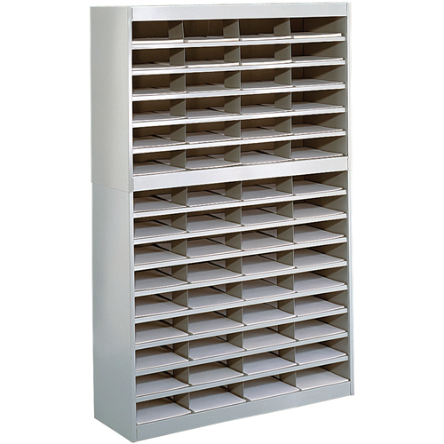 Heavy-duty Literature Organizers, Stationary, 60 Slots, Steel, 37-1/2" W x 12-3/4" D x 60" H Superchem Industries