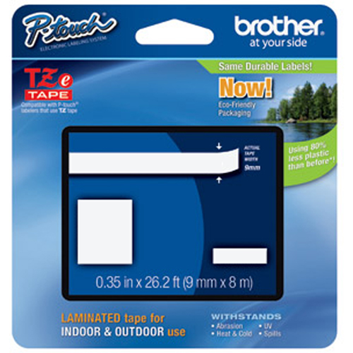 P-touch&reg; Labeling Systems, 9 mm x 314.4", Black on Clear Superchem Industries