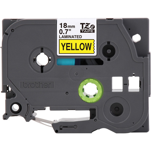 Cartouche de ruban pour syst&egrave;me d'&eacute;tiquetage P-touch, 18 mm x 8 m, Noir sur jaune Superchem Industries