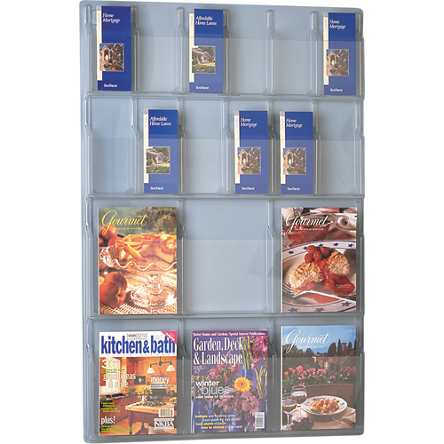 Literature Displays, Wall Mount, 6 Slots, Plastic, 30" W x 45" D x 45" H Superchem Industries