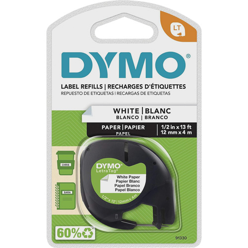 &eacute;tiquettes pour &eacute;tiqueteuse LetraTag Plus LT-100H, 12 mm x 13', Noir sur blanc Superchem Industries