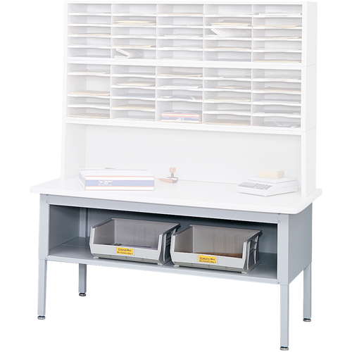 E-z Sort&reg; Mailroom Furniture-sorting Tables With Shelf-base Table With Shelf, 60" W x 28" D x 36" H, Laminate Superchem Industries