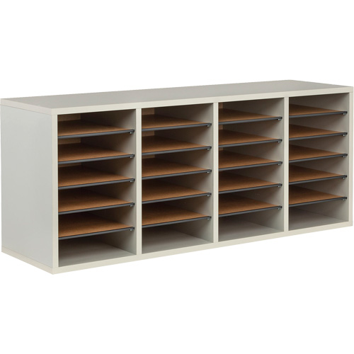 Casier &agrave; compartiments r&eacute;glable pour documentation, Stationnaire, 24 fentes, Bois, 39-1/4" la x 11-3/4" p x 16-1/4" h Superchem Industries