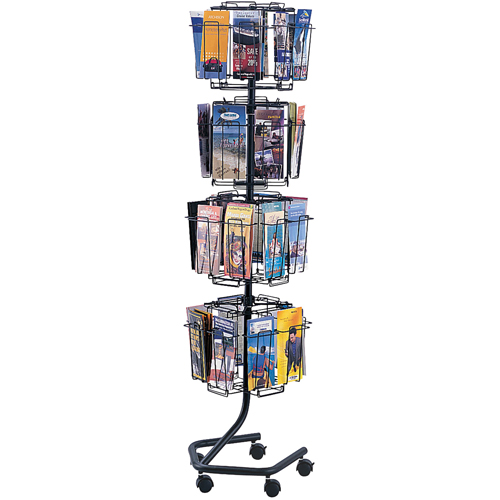 Literature Display Racks - Rotary Floor Displays, Rotating, 32 Slots, Wire Mesh, 15" W x 15" D x 60" H Superchem Industries