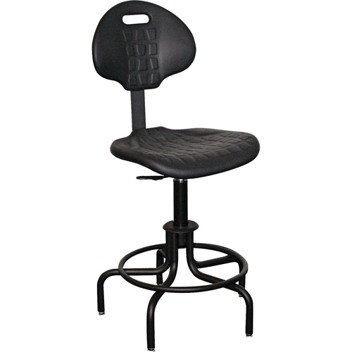 6000 Series Stool with Back, Stationary, Adjustable, 24" - 29", Polyurethane Seat, Black Superchem Industries