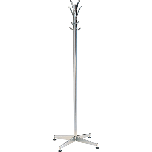 Coat Tree, 60" H, Steel, Chrome, 8 Hook(s) Superchem Industries