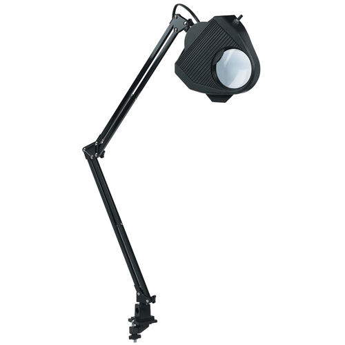 Lampe de travail avec loupe, 60 W, Fluorescent/Incandescente/DEL, Pince, Col 40", Noir Superchem Industries