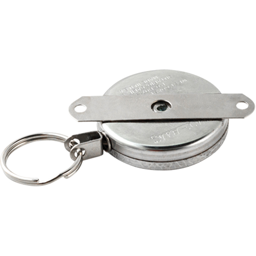 Self Retracting Key Chains, Chrome, 48" Cable, Mounting Bracket Attachment Superchem Industries