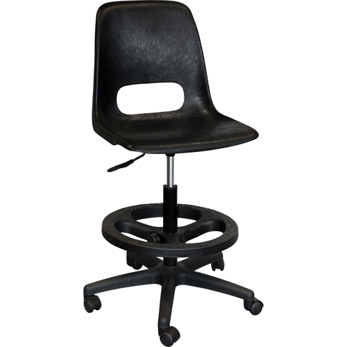 Tabouret avec dossier pour classe de s&eacute;rie 800, Mobile, Ajustable, 21" - 28", Polypropyl&egrave;ne Si&egrave;ge, Gris Superchem Industries