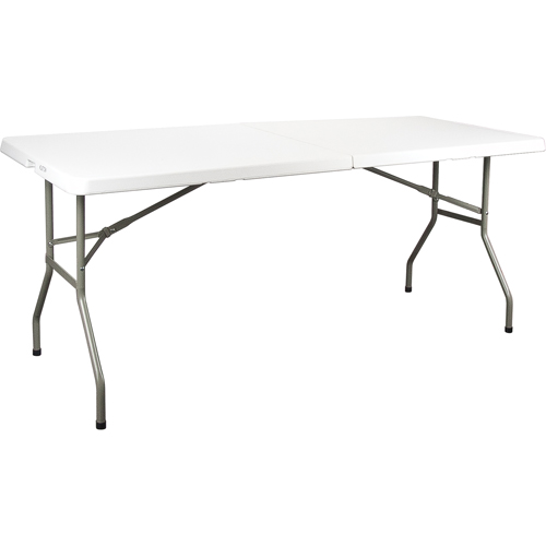 Table se pliant en deux, Rectangulaire, 72" l x 30" la, Poly&eacute;thyl&egrave;ne, Blanc Superchem Industries