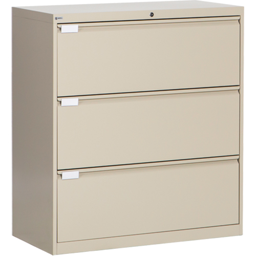 Lateral Filing Cabinet, Steel, 3 Drawers, 36" W x 18" D x 40-1/16" H, Beige Superchem Industries