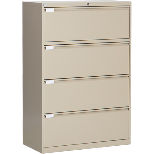 Classeur lat&eacute;ral, Acier, 4 tiroirs, 36" la x 18" p x 53-3/8" h, Beige Superchem Industries