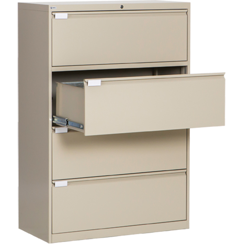 Classeur lat&eacute;ral, Acier, 4 tiroirs, 36" la x 18" p x 53-3/8" h, Beige Superchem Industries