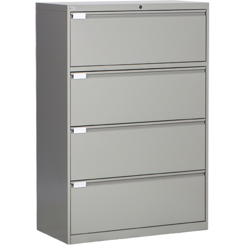 Lateral Filing Cabinet, Steel, 4 Drawers, 36" W x 18" D x 53-3/8" H, Grey Superchem Industries