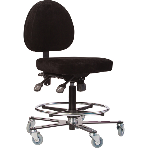 TF180 Welding Grade Ergonomic Stools, Suede, Black, 300 lbs. Capacity Superchem Industries
