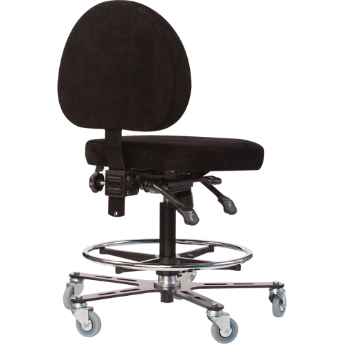 TF180 Welding Grade Ergonomic Stools, Suede, Black, 300 lbs. Capacity Superchem Industries
