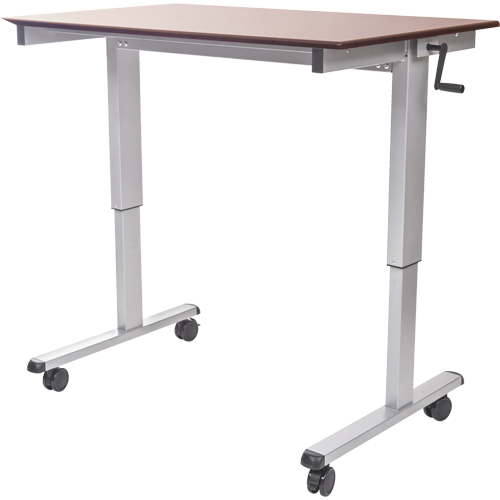 Adjustable Stand-Up Workstations, Stand-Alone Desk, 48-1/2" H x 59" W x 29-1/2" D, Walnut Superchem Industries
