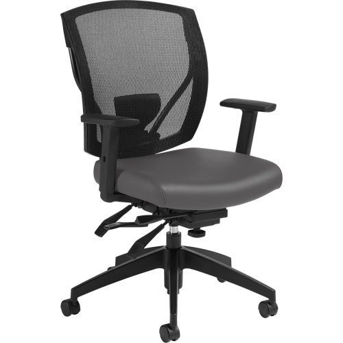 Multi-Tilter Arm Chairs, Vinyl, Charcoal, 300 lbs. Capacity Superchem Industries