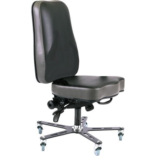 Synergo I Ergonomic Chair, Mobile, Vinyl Seat, Black Superchem Industries