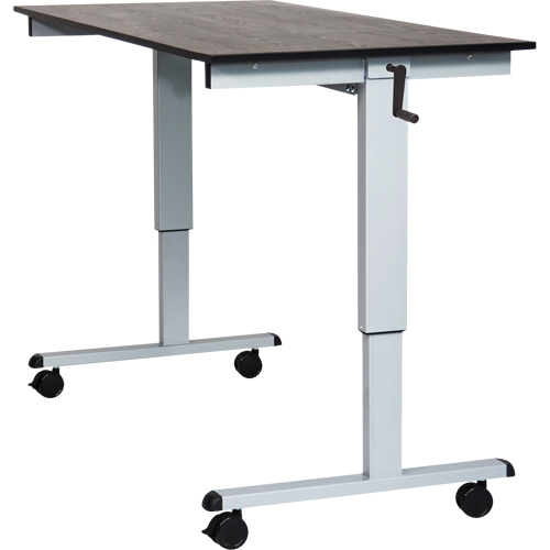 Bureau ajustable pour travail assis et debout, , 48-1/2" h x 59" la x 29-1/2" p, Noir Superchem Industries