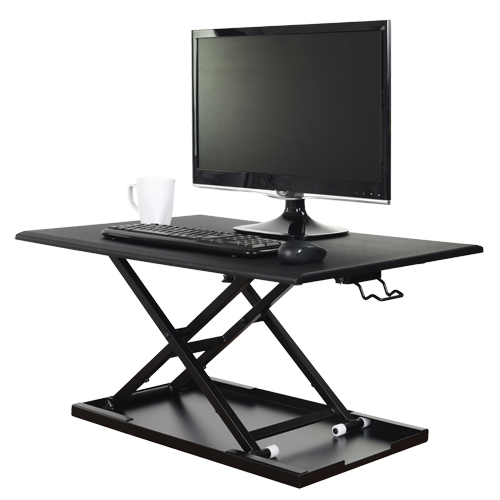 Adjustable Stand-Up Desk, Desktop Unit, 15-3/4" H x 31-1/2" W x 22-1/2" D, Black Superchem Industries