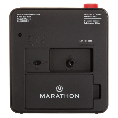 Desk Alarm Clock, Analog, Battery Operated, 3.5" W x 1.5" D x 3.75" H, Black Superchem Industries