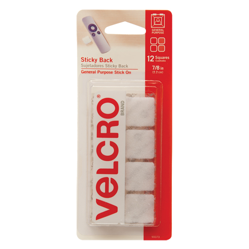 Fastener Squares, Hook & Loop, 7/8" Dia., Adhesive, White Superchem Industries
