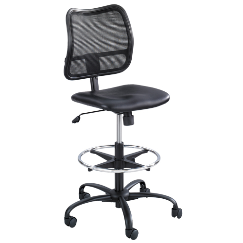 Vue Ergonomic Stool, Vinyl, Black, 250 lbs. Capacity Superchem Industries