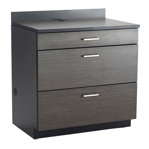 Modular Base Cabinet, 3 Drawers, 36" W x 25" D x 39" H, Asian Night/Black Superchem Industries