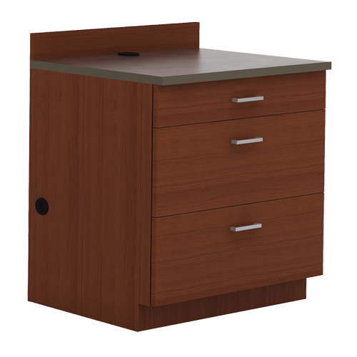 Modular Base Cabinet, 3 Drawers, 36" W x 25" D x 39" H, Mahogany Superchem Industries