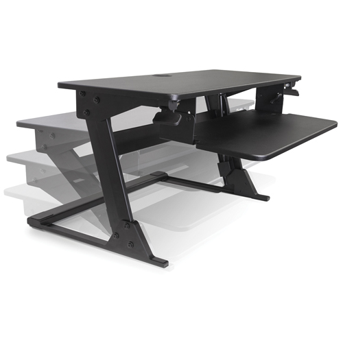 Poste de travail assis-debout Goya, Mod&egrave;le de bureau, 21" h x 35-2/5" la x 24" p, Noir Superchem Industries