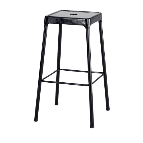 Bistro Stool, Stationary, Fixed, 29", Steel Seat, Black Superchem Industries