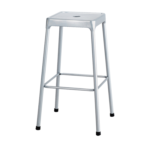 Bistro Stool, Stationary, Fixed, 29", Steel Seat, Grey Superchem Industries
