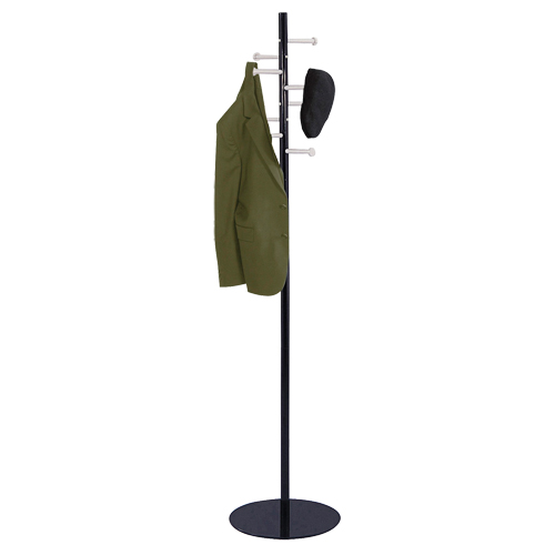 Nail Head Coat Rack, 67" H, Black, 8 Hook(s) Superchem Industries