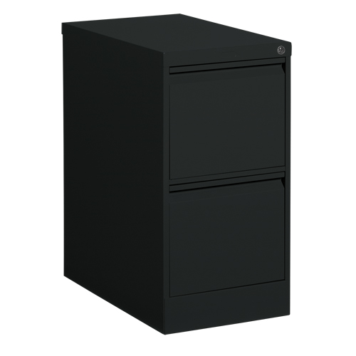 Vertical Filing Cabinet, Steel, 2 Drawers, 15-1/7" W x 25" D x 29" H, Black Superchem Industries