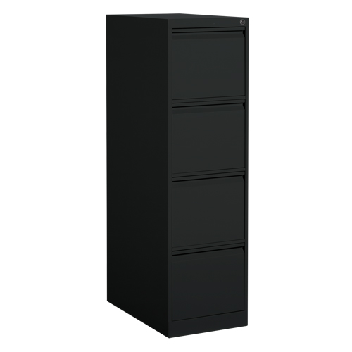 Vertical Filing Cabinet, Steel, 4 Drawers, 15-1/7" W x 25" D x 52" H, Black Superchem Industries