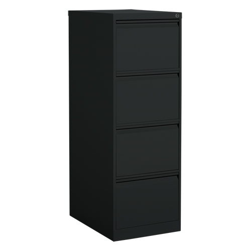 Vertical Filing Cabinet, Steel, 4 Drawers, 18-1/7" W x 25" D x 52" H, Black Superchem Industries