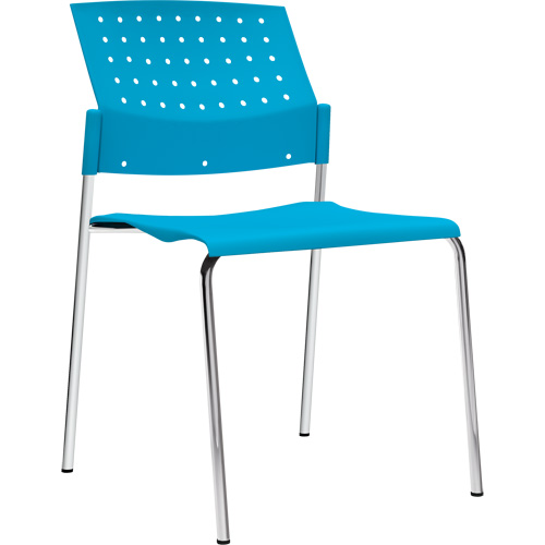 Armless Stacking Chairs, Plastic, 33" High, 300 lbs. Capacity, Blue Superchem Industries