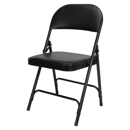 Vinyl Padded Folding Chair, Steel, Black, 300 lbs. Weight Capacity Superchem Industries