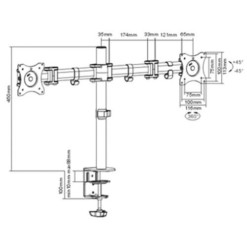 Bras double pour moniteur ActivErgo Superchem Industries