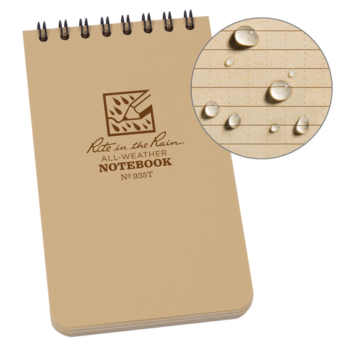 Pocket Top-Spiral Notebook, Soft Cover, Tan, 100 Pages, 3" W x 5" L Superchem Industries