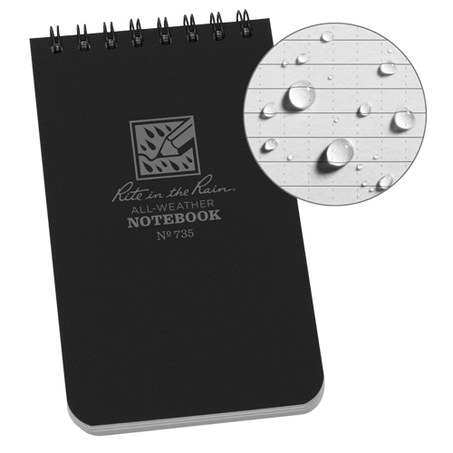 Pocket Top-Spiral Notebook, Soft Cover, Black, 100 Pages, 3" W x 5" L Superchem Industries