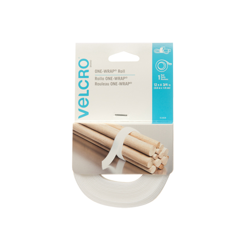 Ruban d'attaches One-Wrap, Boucle et crochet, 12' x 3/4", Auto-aggripant, Blanc Superchem Industries